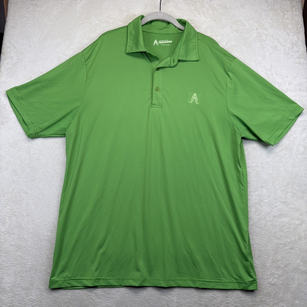 Royal & Awesome Men's Golf Polo Shirt XL Green Performance Stretch